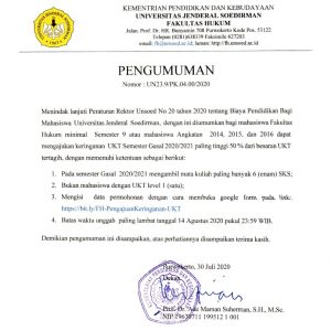 Pengumuman Pengajuan Keringanan Ukt Smt Gasal Fakultas